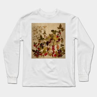 French Cretonne with Forest Fruits Pattern Long Sleeve T-Shirt